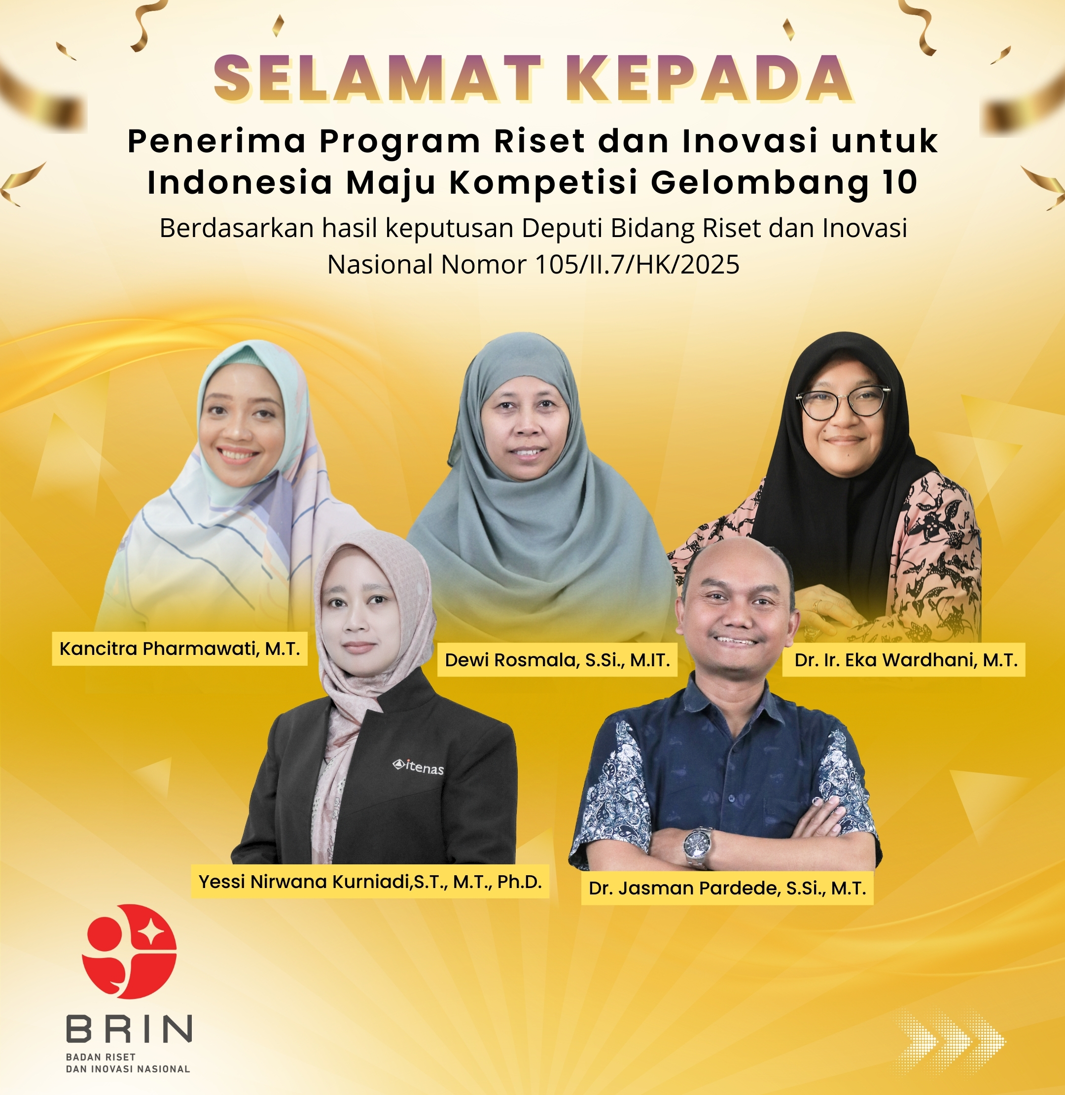 Bukti Keunggulan Riset, 5 Dosen Itenas Raih Kepercayaan Pendanaan RIIM BRIN