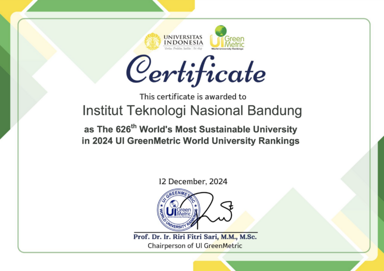 Itenas Bandung Raih Pengakuan Global: Peringkat ke-62 Nasional dalam UI GreenMetric 2024